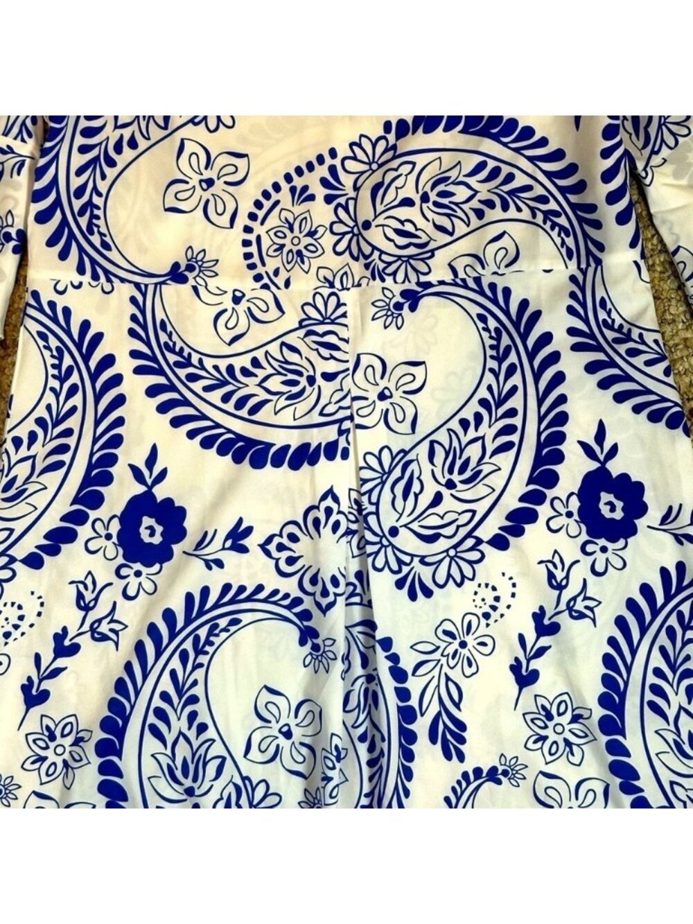 A-Line Bell Sleeves Dress Blue & White Size Small Lightweight Summer Dress - Picture 7 of 7